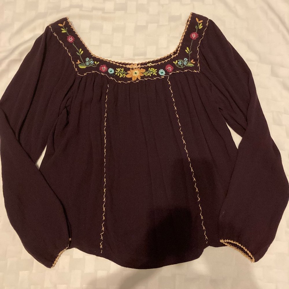 Dark Maroon Boho Top